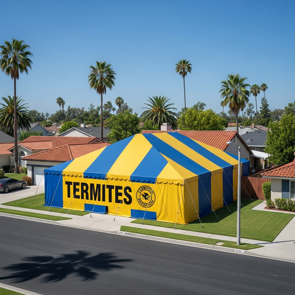 Home being tented for termites